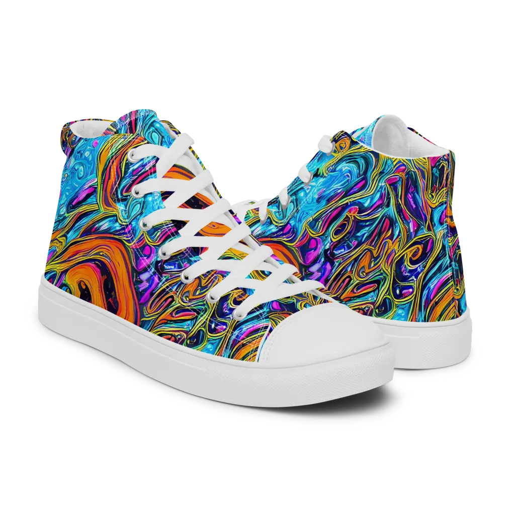 Vivid Gyre on Women's High Top Canvas Shoes — Right