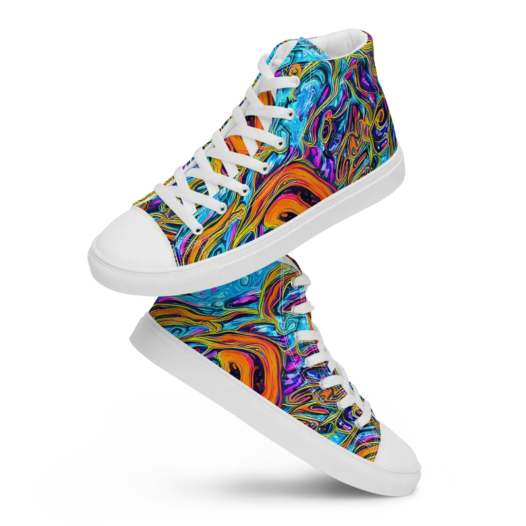 Vivid Gyre on Women's High Top Canvas Shoes — Front