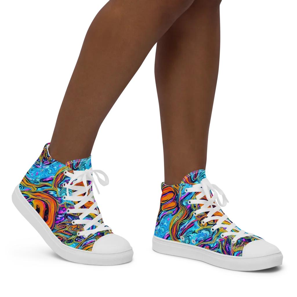 Vivid Gyre on Women's High Top Canvas Shoes — Right