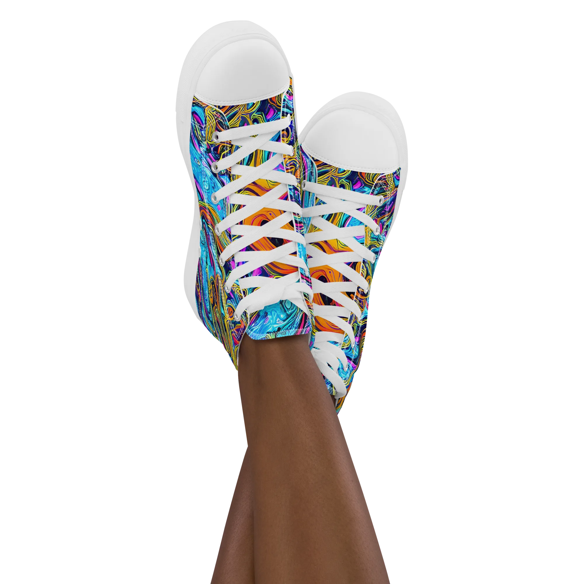 Vivid Gyre on Women's High Top Canvas Shoes — Front