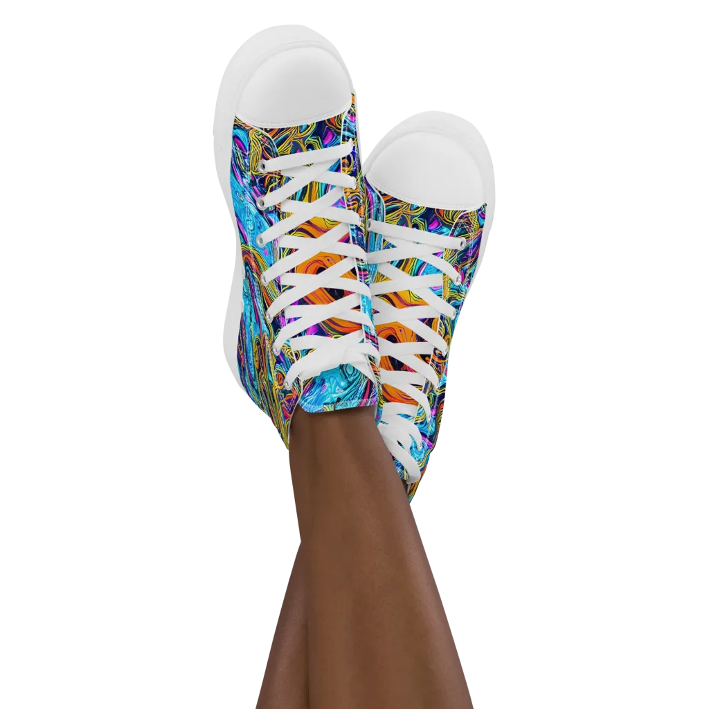 Vivid Gyre on Women's High Top Canvas Shoes — Front