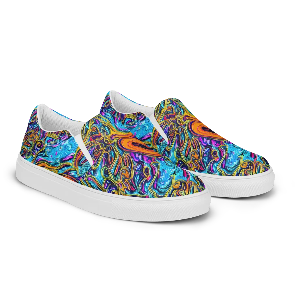 Vivid Gyre on Men's Slip-On Canvas Shoes — Right Front
