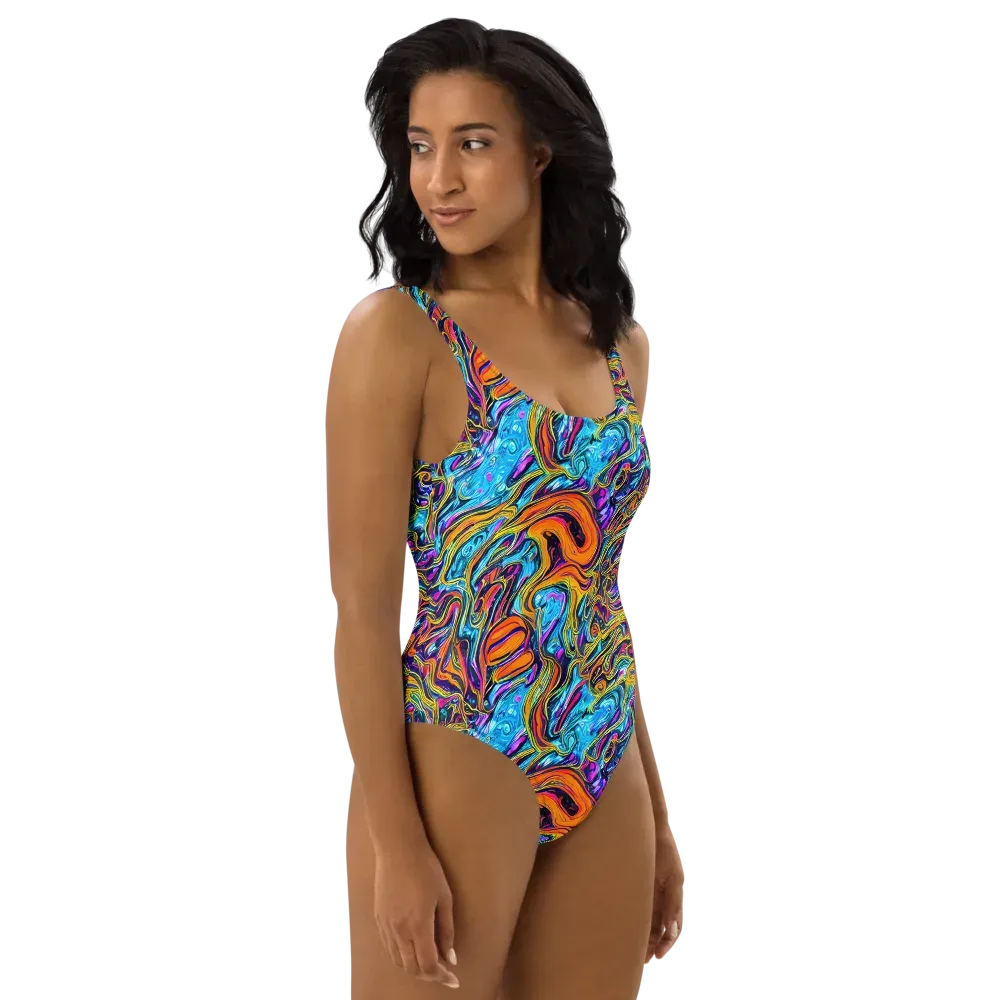 Vivid Gyre on One-Piece Swimsuit — Right