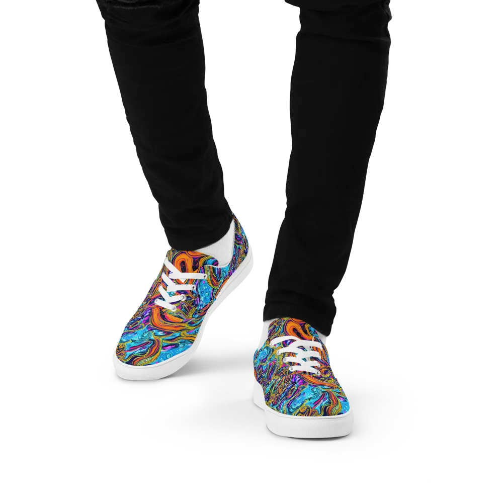 Vivid Gyre on Men's Lace-Up Canvas Shoes — Front