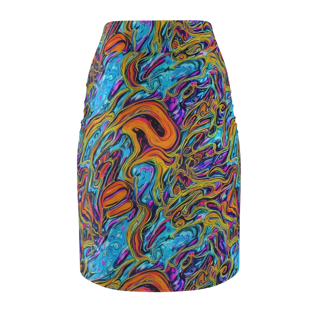 Vivid Gyre on Pencil Skirt — Back