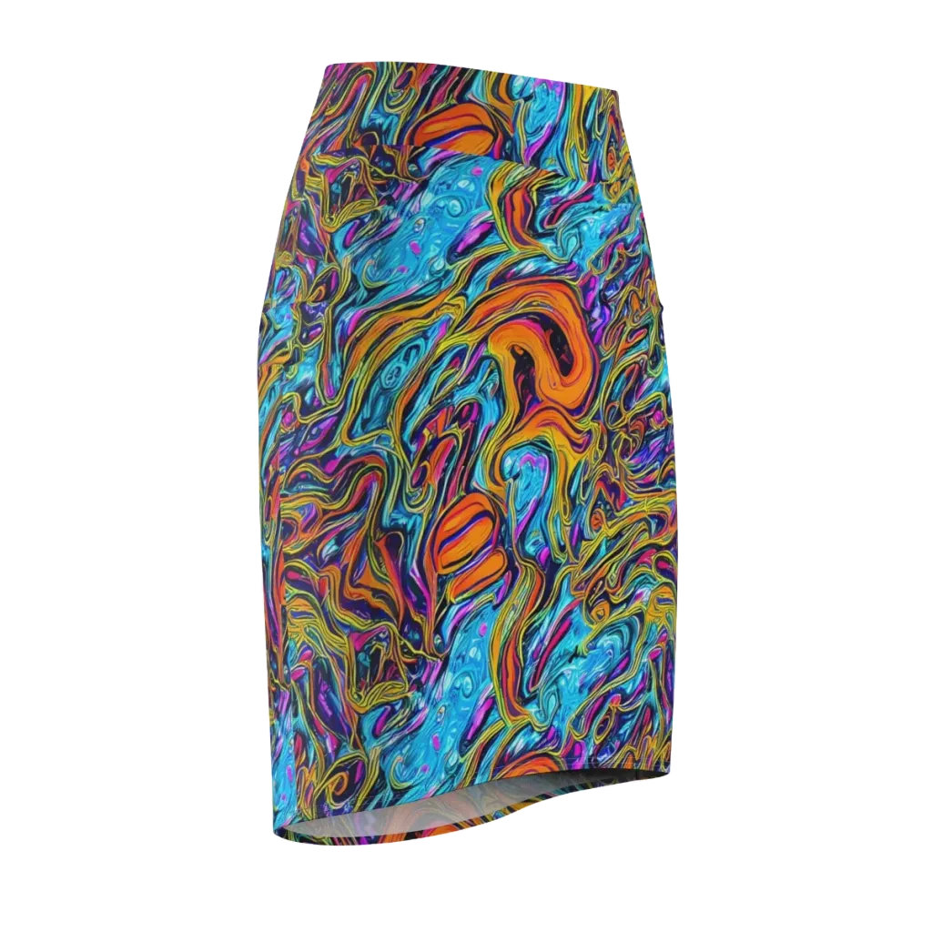 Vivid Gyre on Pencil Skirt — Front Side