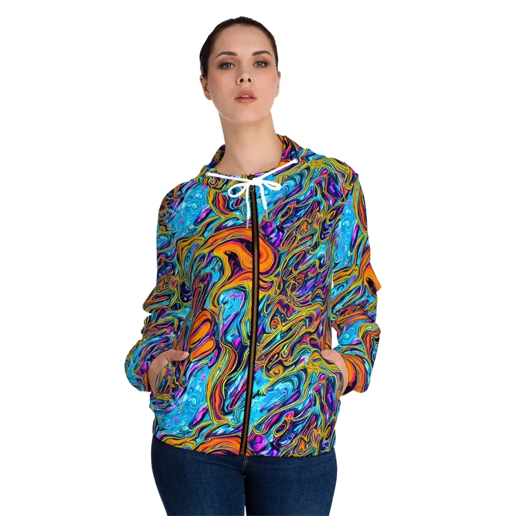 Vivid Gyre on Women's Full-Zip Hoodie — Front On Person