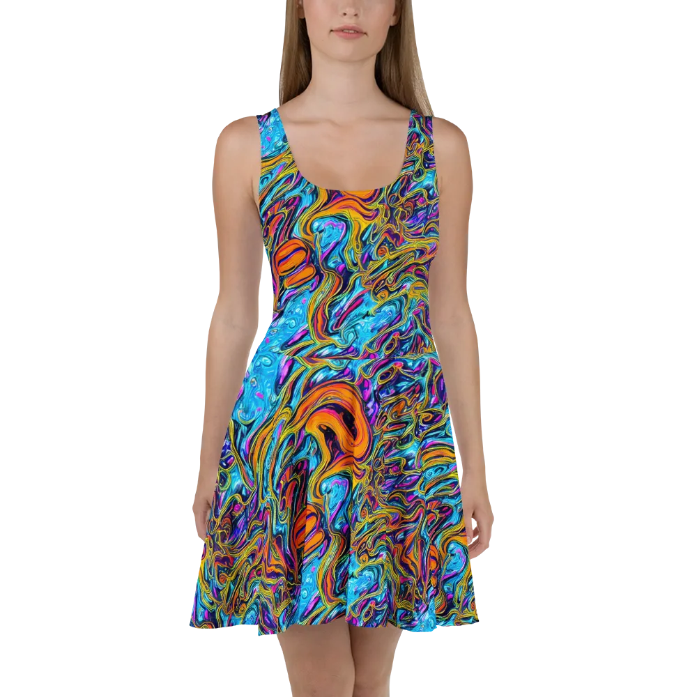 Vivid Gyre on Skater Dress — Front