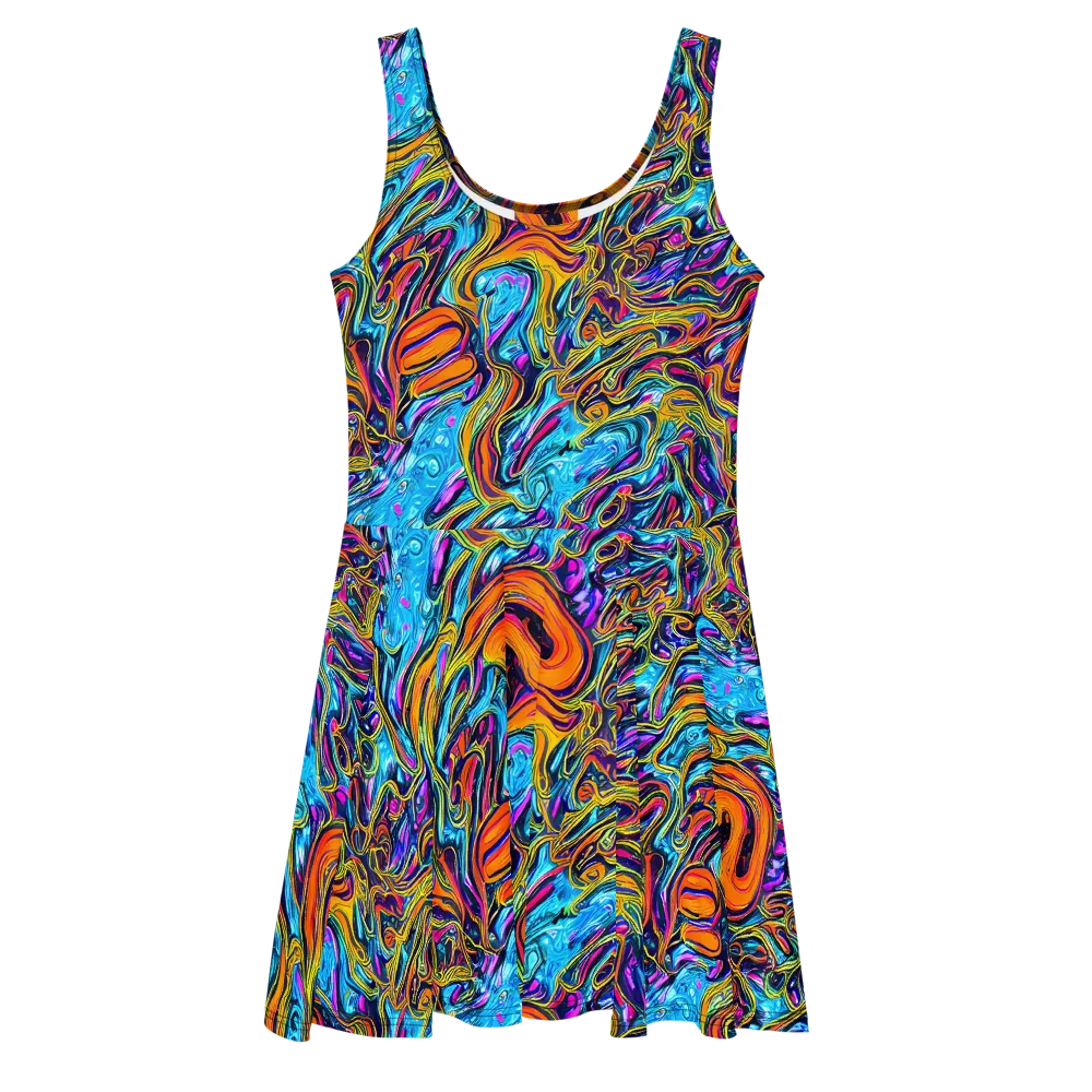 Vivid Gyre on Skater Dress — Front