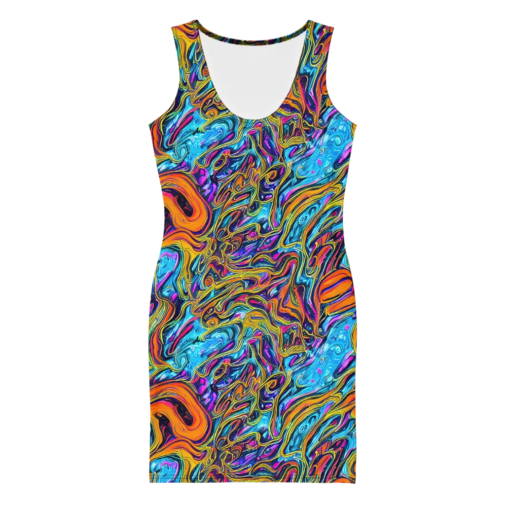 Vivid Gyre on Bodycon Dress — Front