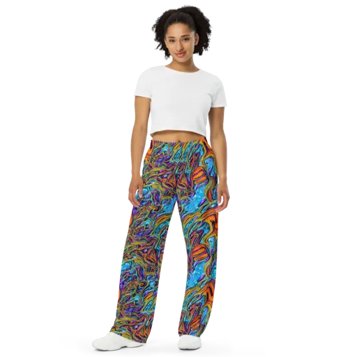 Vivid Gyre on a Wide-Leg Pants