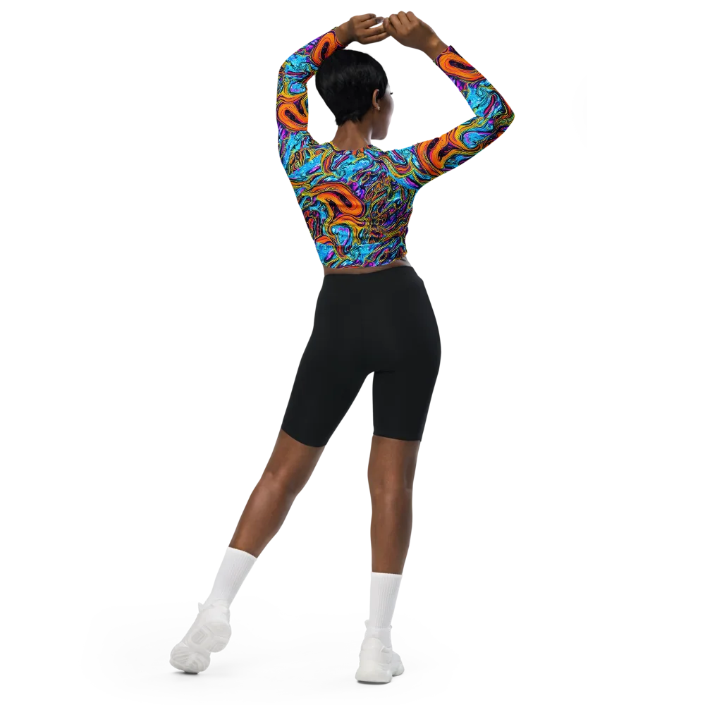 Vivid Gyre on Long Sleeve Crop Top — Back