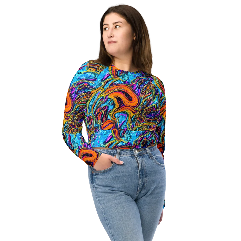 Vivid Gyre on Long Sleeve Crop Top — Front