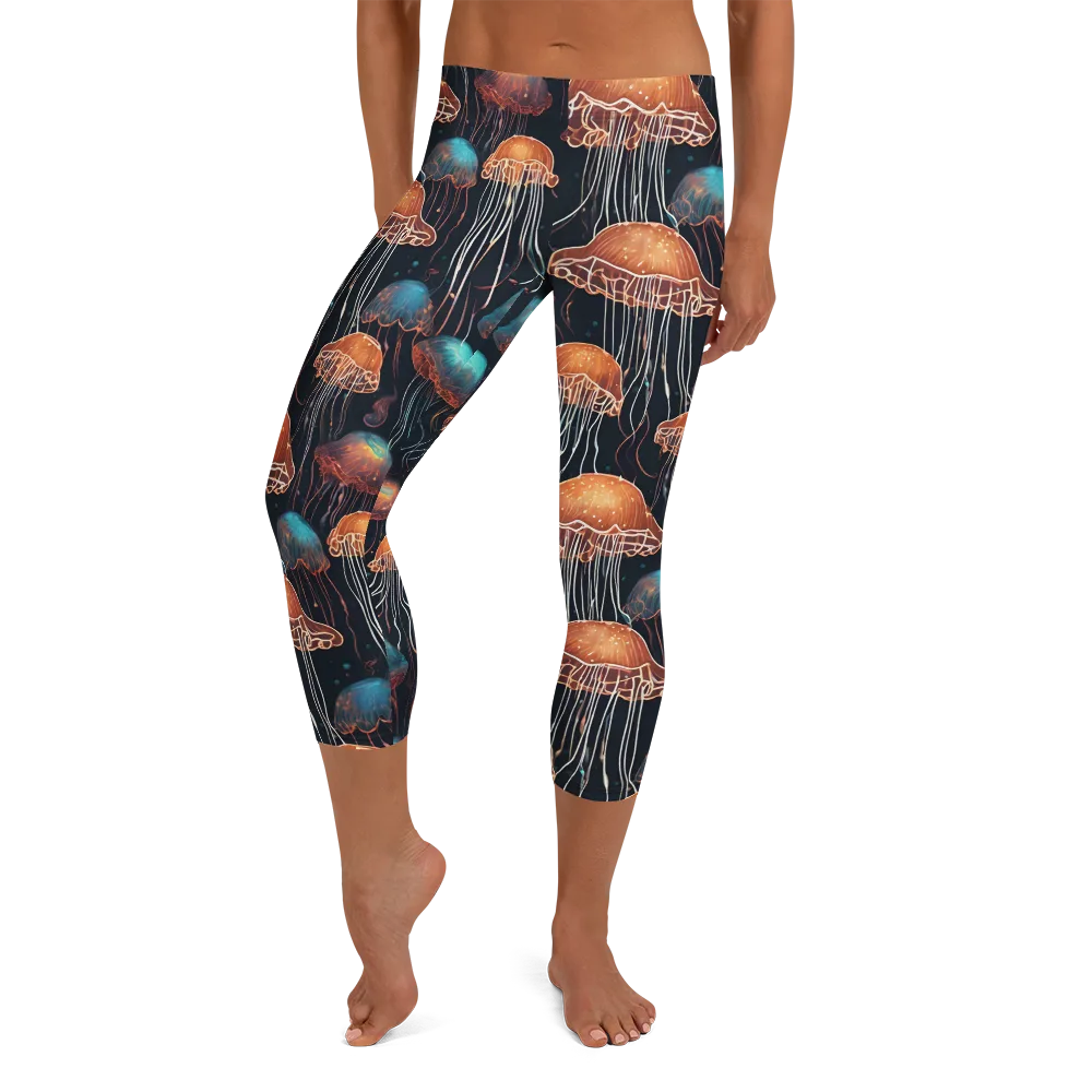 Ocean After Dark on Capri Leggings — Front