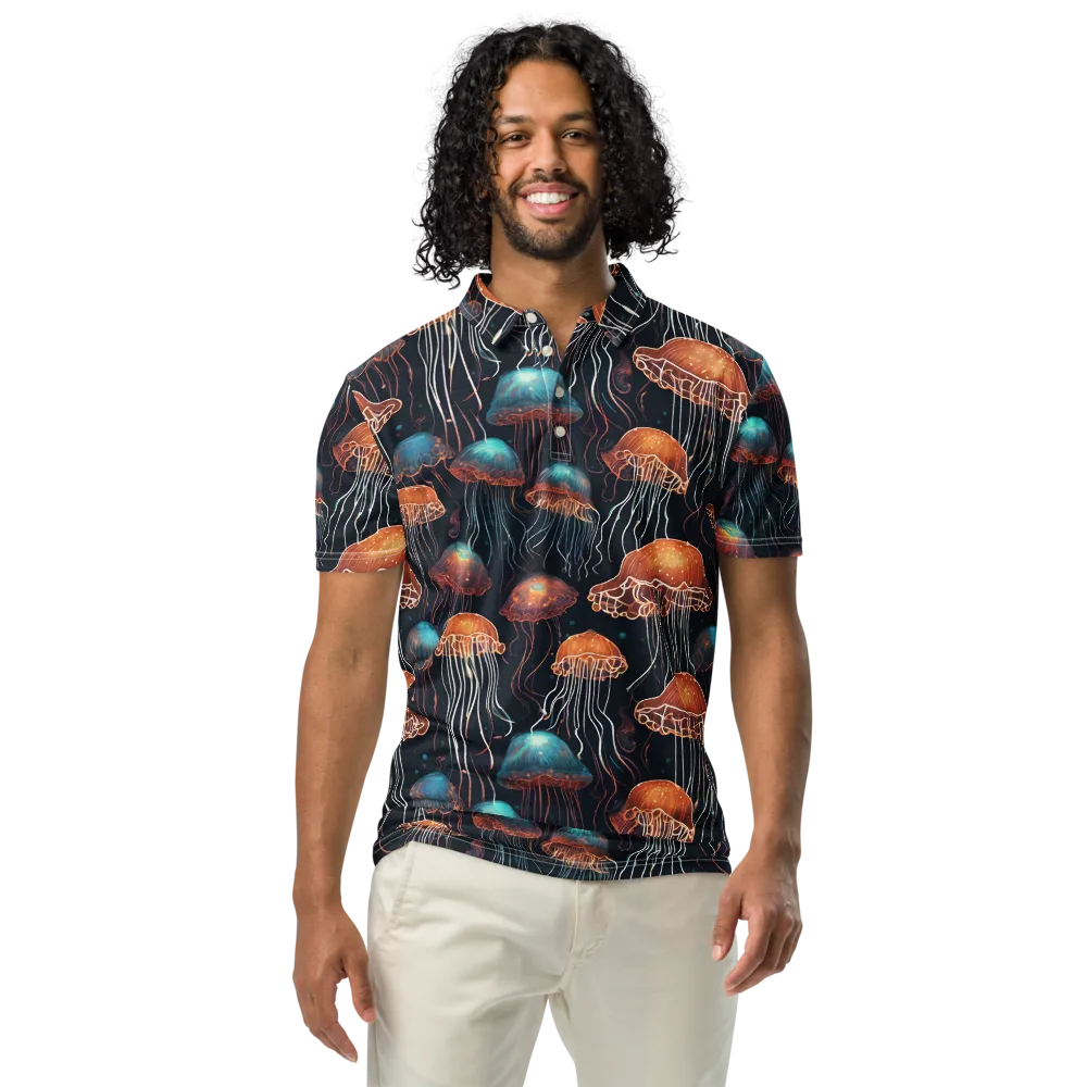 Ocean After Dark on Men's Slim Fit Polo Shirt — Front