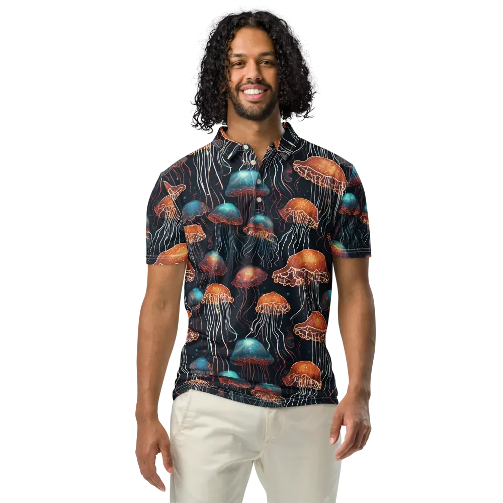 Ocean After Dark on Men's Slim Fit Polo Shirt — Front