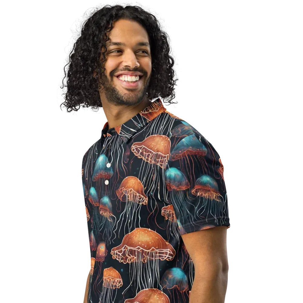 Ocean After Dark on Men's Slim Fit Polo Shirt — Left Front