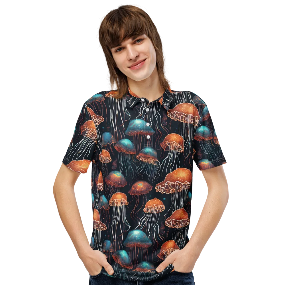 Ocean After Dark on Men's Slim Fit Polo Shirt — Front