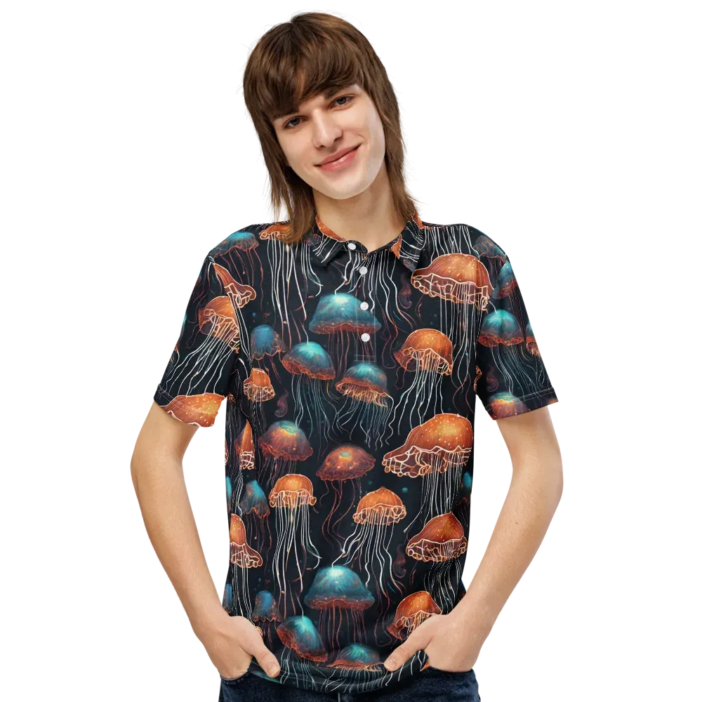 Ocean After Dark on Men's Slim Fit Polo Shirt — Front