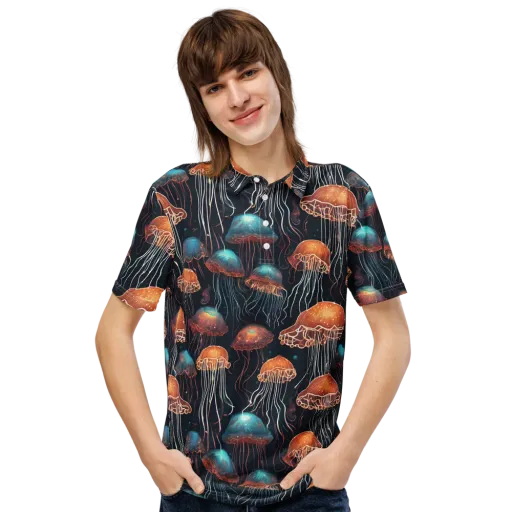 Ocean After Dark on a Men's Slim Fit Polo Shirt