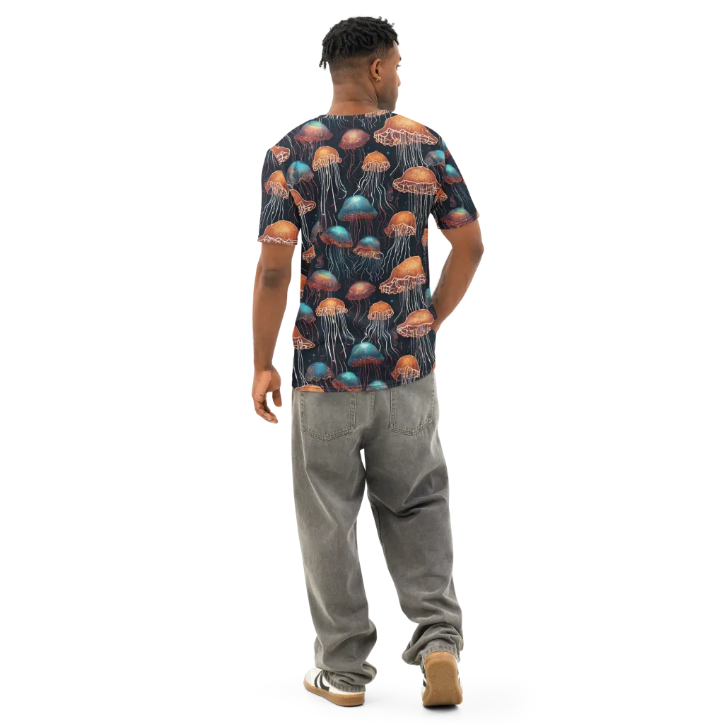 Ocean After Dark on Men's Cotton Crew Neck T-Shirt — Back