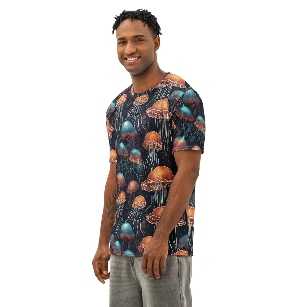 Ocean After Dark on Men's Cotton Crew Neck T-Shirt — Left Front
