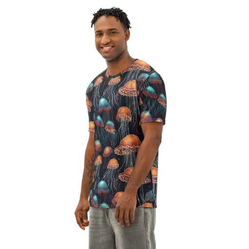 Ocean After Dark on a Men's Cotton Crew Neck T-Shirt