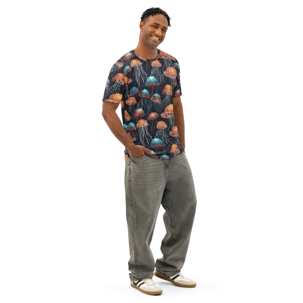 Ocean After Dark on Men's Cotton Crew Neck T-Shirt — Right Front