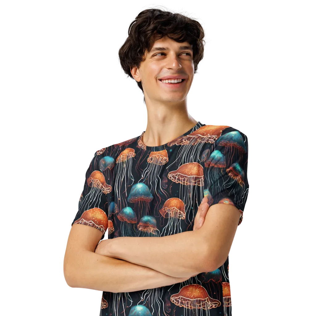 Ocean After Dark on Men's Crew Neck T-Shirt — Left Front
