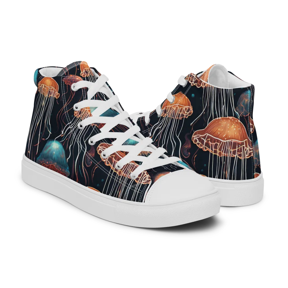 Ocean After Dark on Men's High Top Canvas Shoes — Right