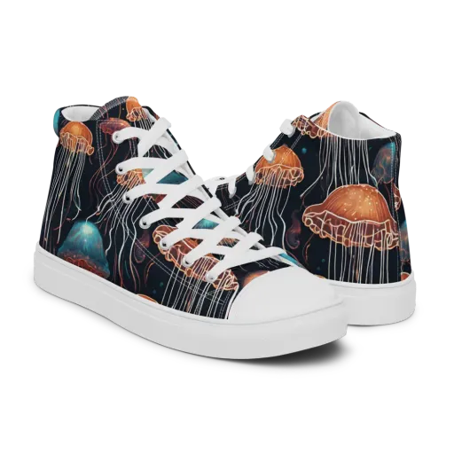 Ocean After Dark on a Men's High Top Canvas Shoes
