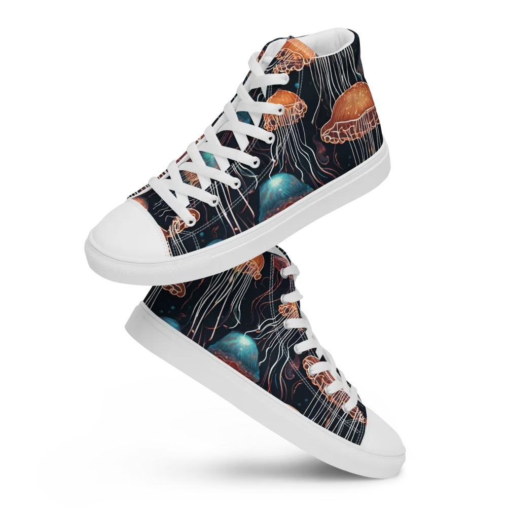 Ocean After Dark on Men's High Top Canvas Shoes — Front