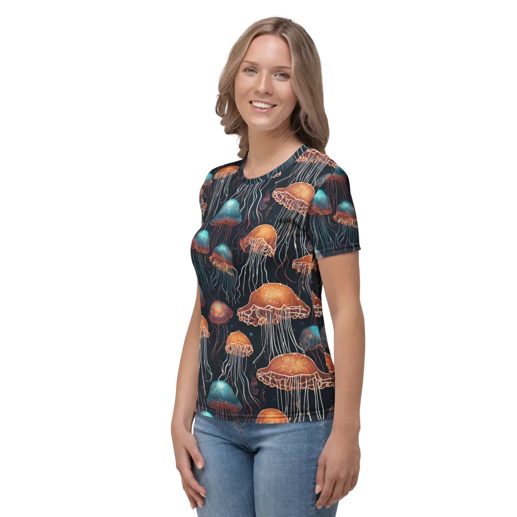 Ocean After Dark on Women's Crew Neck T-Shirt — Left