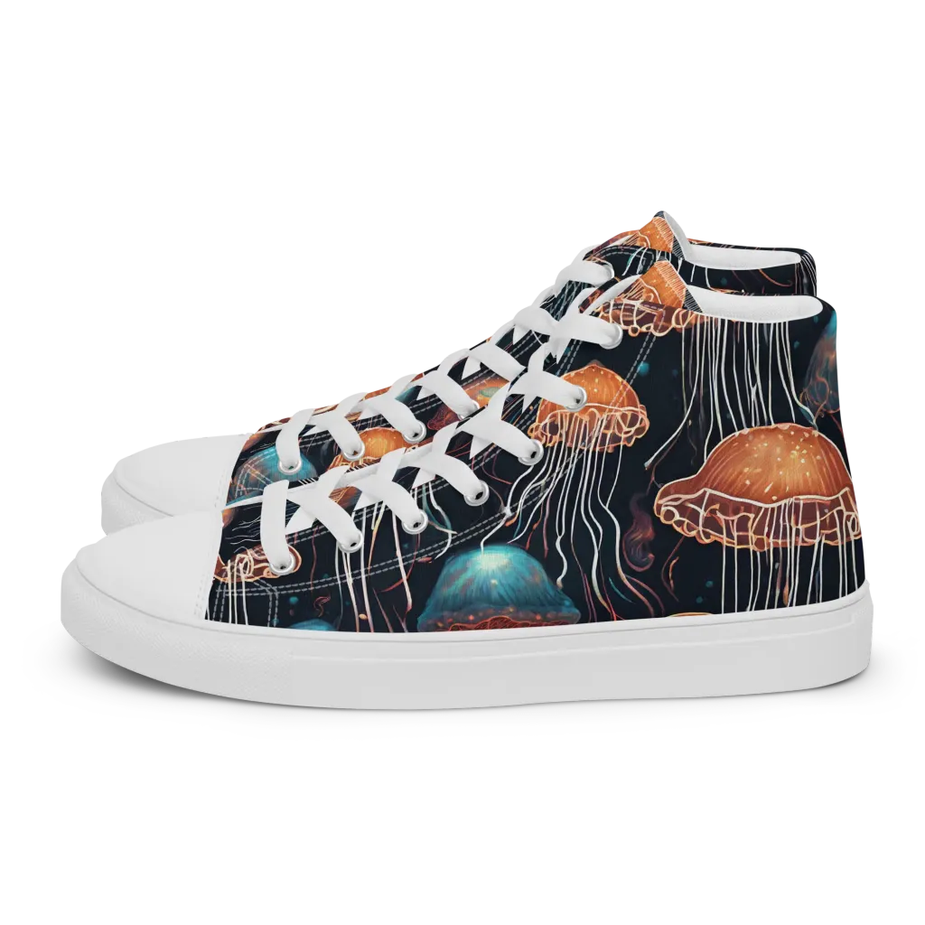Ocean After Dark on Women's High Top Canvas Shoes — Left