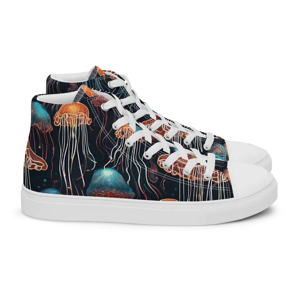 Ocean After Dark on Women's High Top Canvas Shoes — Right