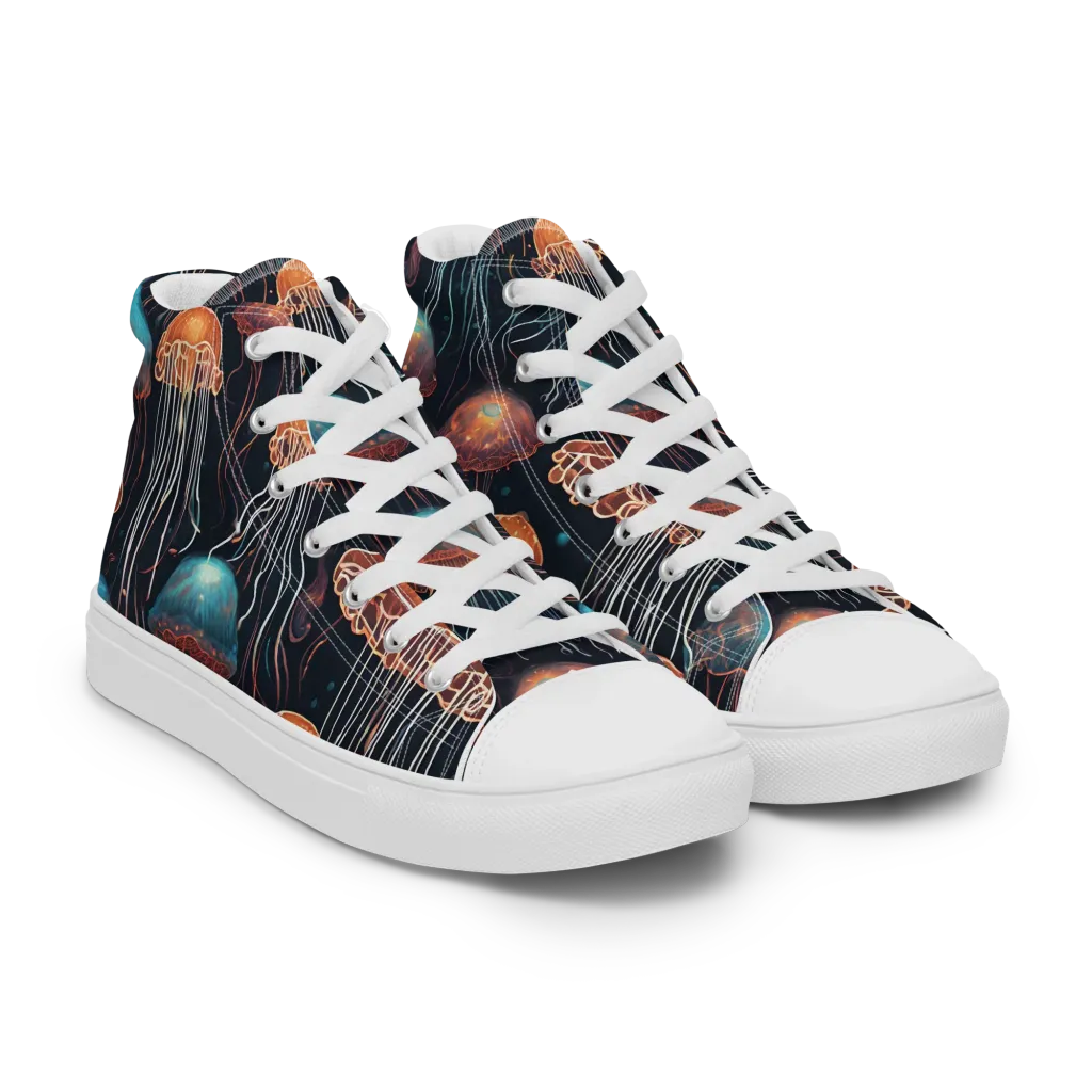 Ocean After Dark on Women's High Top Canvas Shoes — Right Front