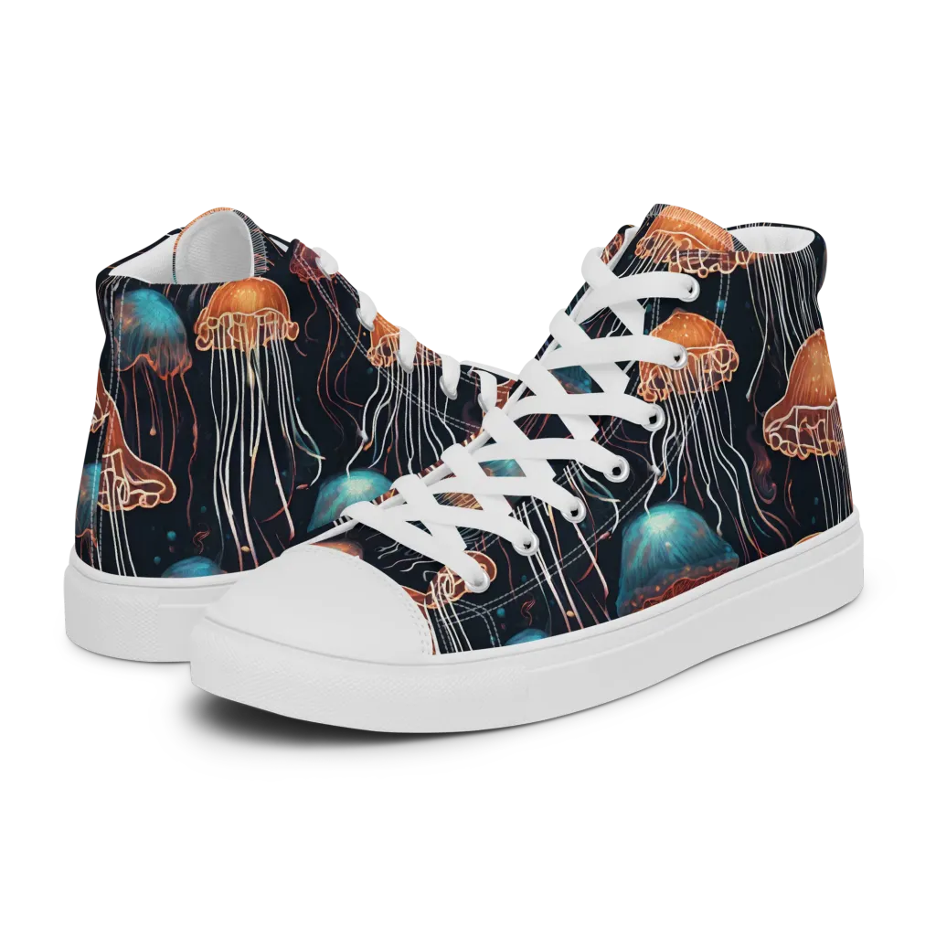 Ocean After Dark on Women's High Top Canvas Shoes — Left