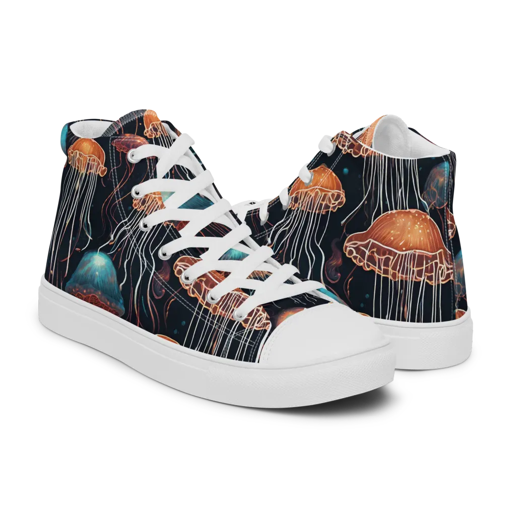 Ocean After Dark on Women's High Top Canvas Shoes — Right