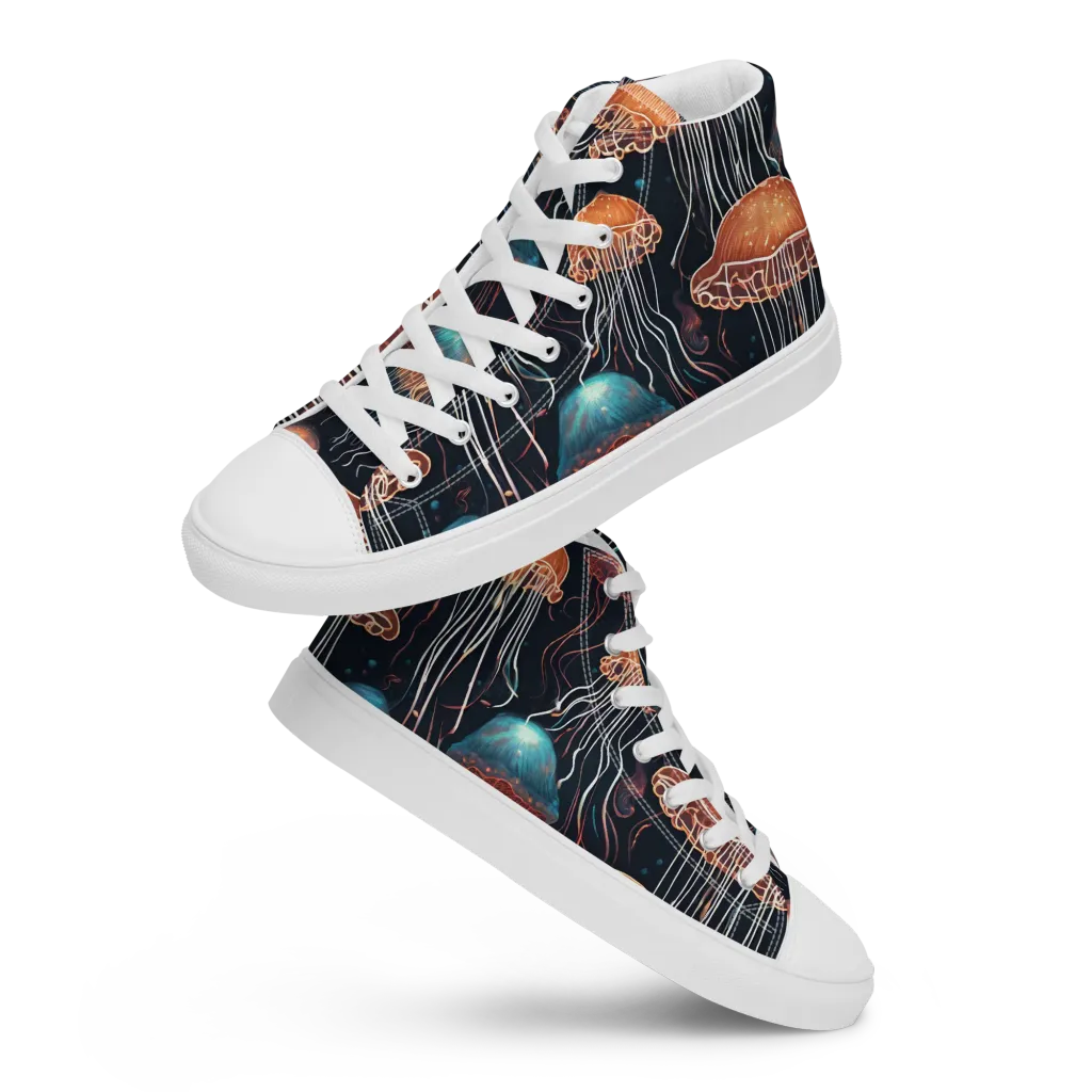 Ocean After Dark on Women's High Top Canvas Shoes — Front