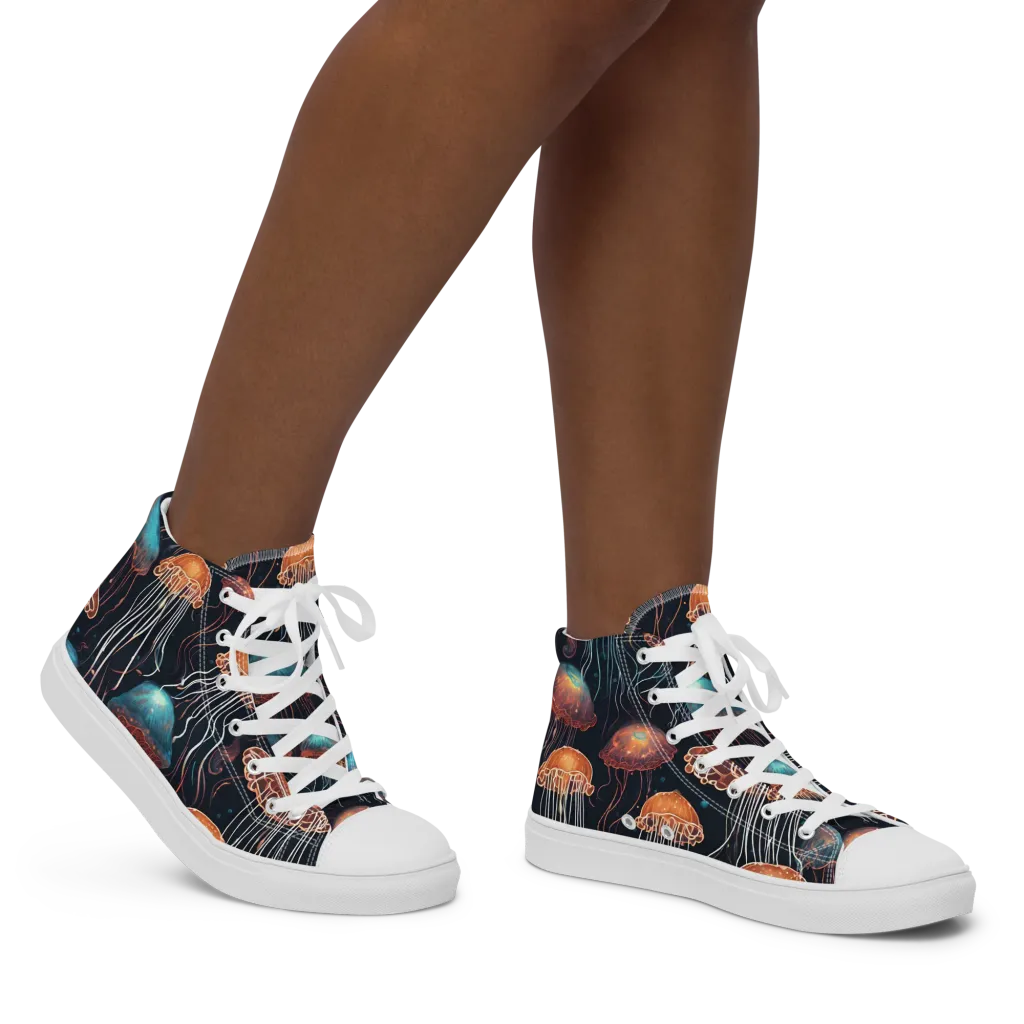 Ocean After Dark on Women's High Top Canvas Shoes — Right