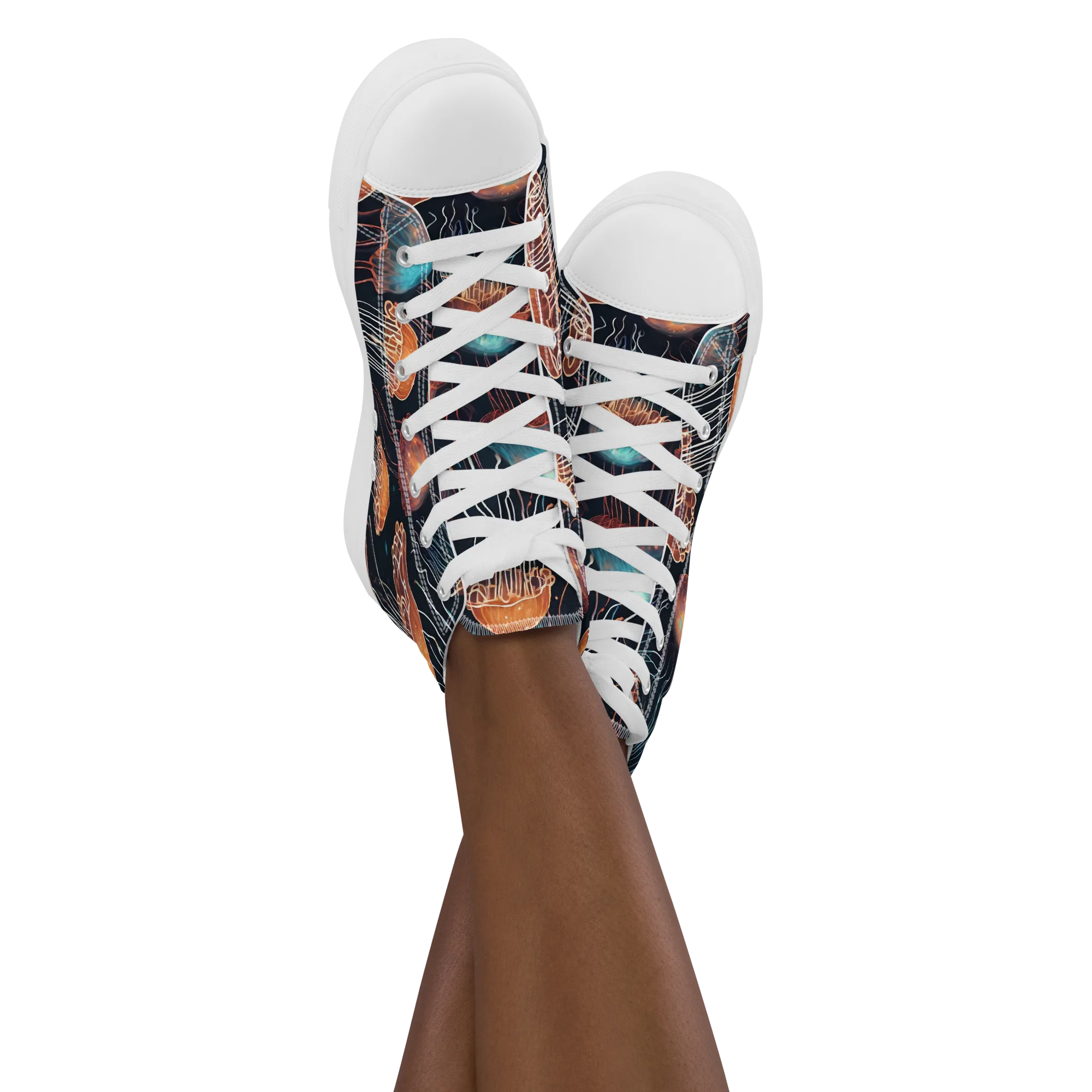 Ocean After Dark on Women's High Top Canvas Shoes — Front