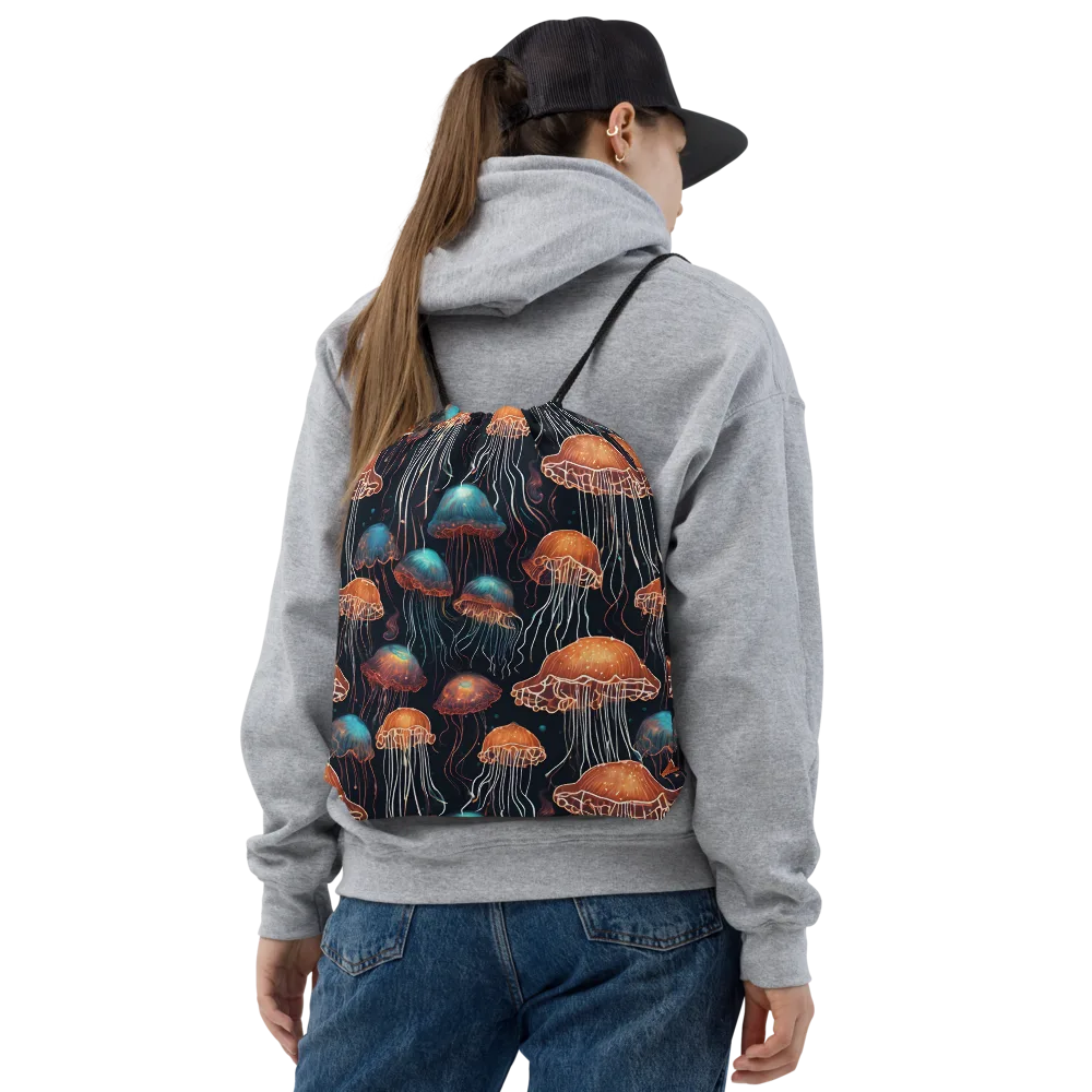 Ocean After Dark on Drawstring Bag — Front