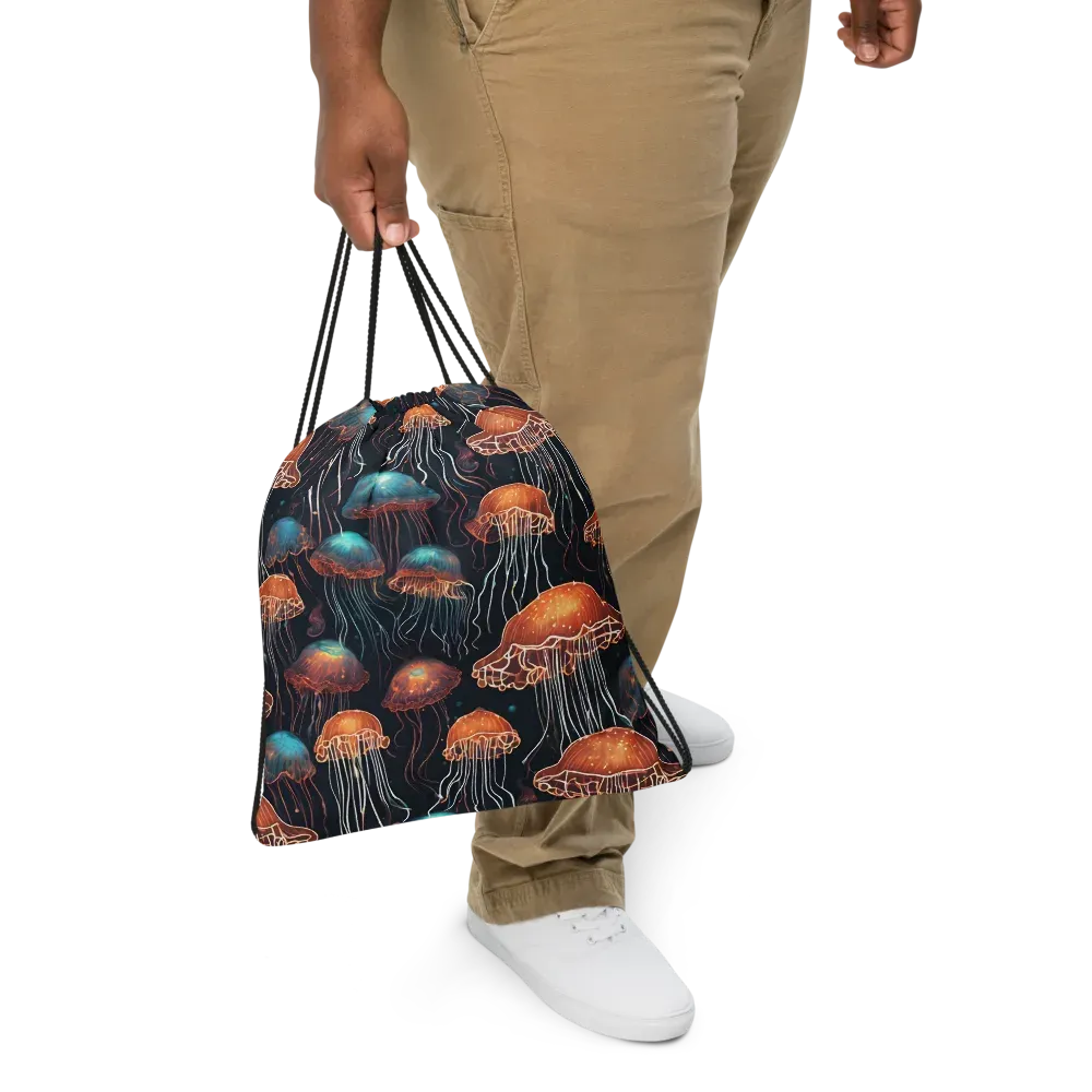 Ocean After Dark on Drawstring Bag — Front