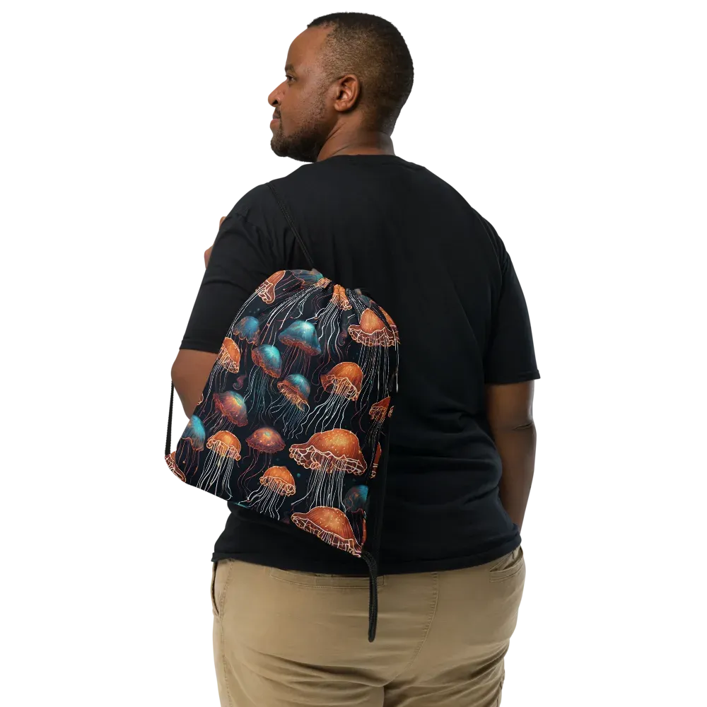Ocean After Dark on Drawstring Bag — Front