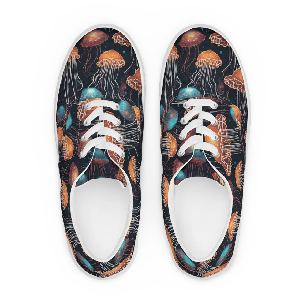 Ocean After Dark on Men's Lace-Up Canvas Shoes — Front