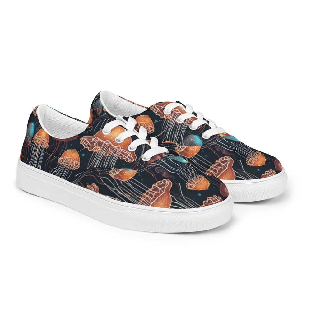 Ocean After Dark on Men's Lace-Up Canvas Shoes — Right Front