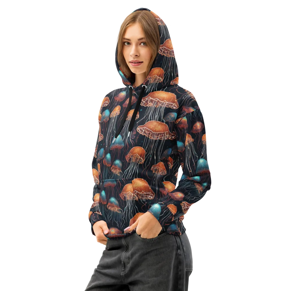 Ocean After Dark on Cotton Hoodie — Left Front