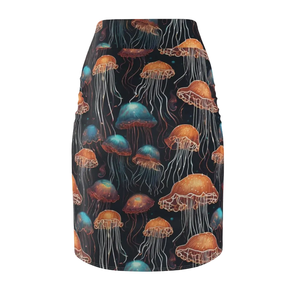 Ocean After Dark on Pencil Skirt — Back