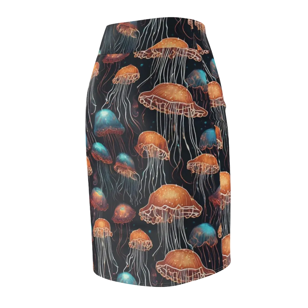 Ocean After Dark on Pencil Skirt — Back Side