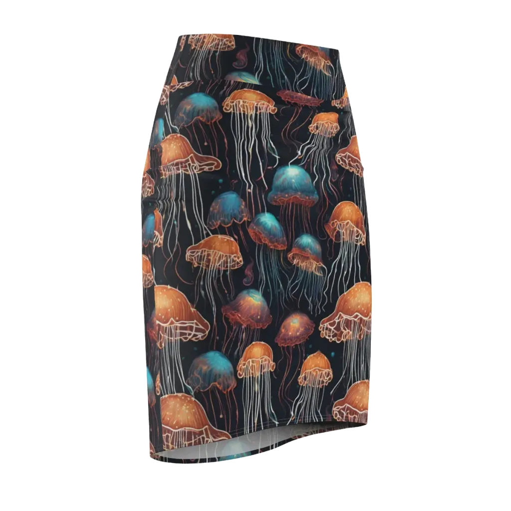 Ocean After Dark on Pencil Skirt — Front Side